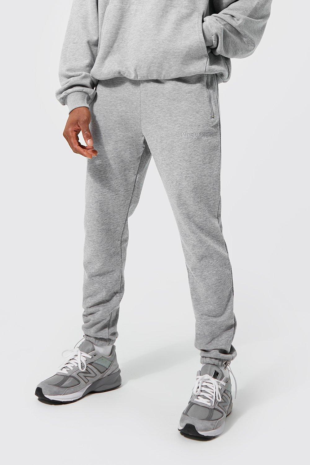 Boohooman grey tracksuit online bottoms